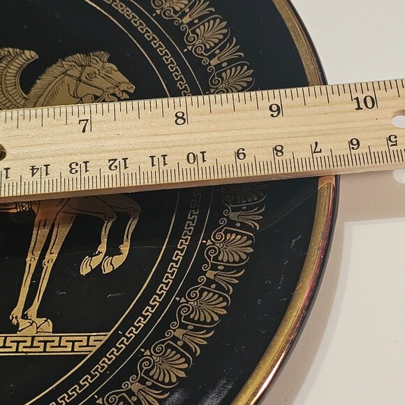 Special Hand Made in Greece 24K Gold Black PEGASUS 9.5” Decorative Wall Plate - Picture 11 of 11